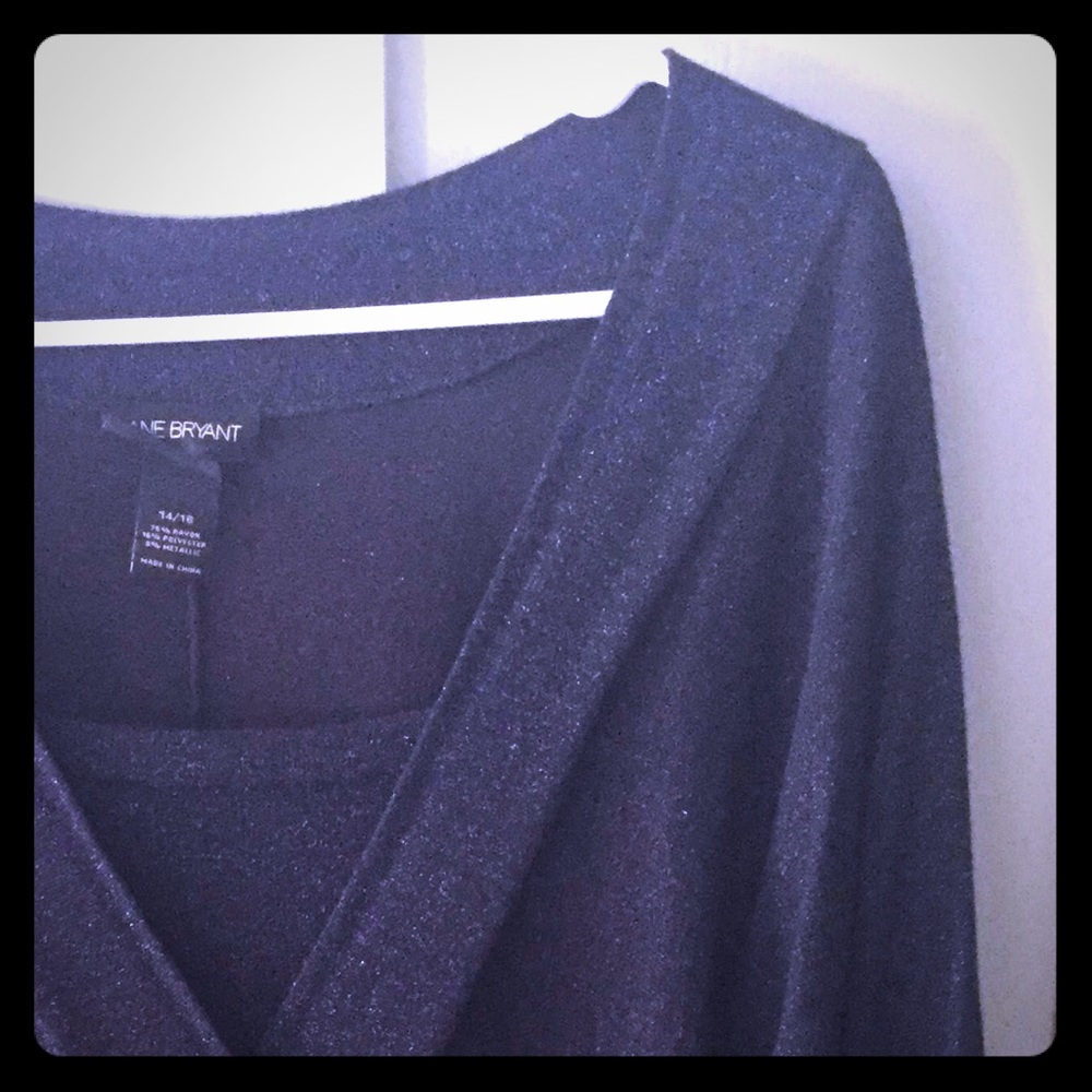 Lane Bryant 14/16 "Layered" Blue Metallic Knit Top